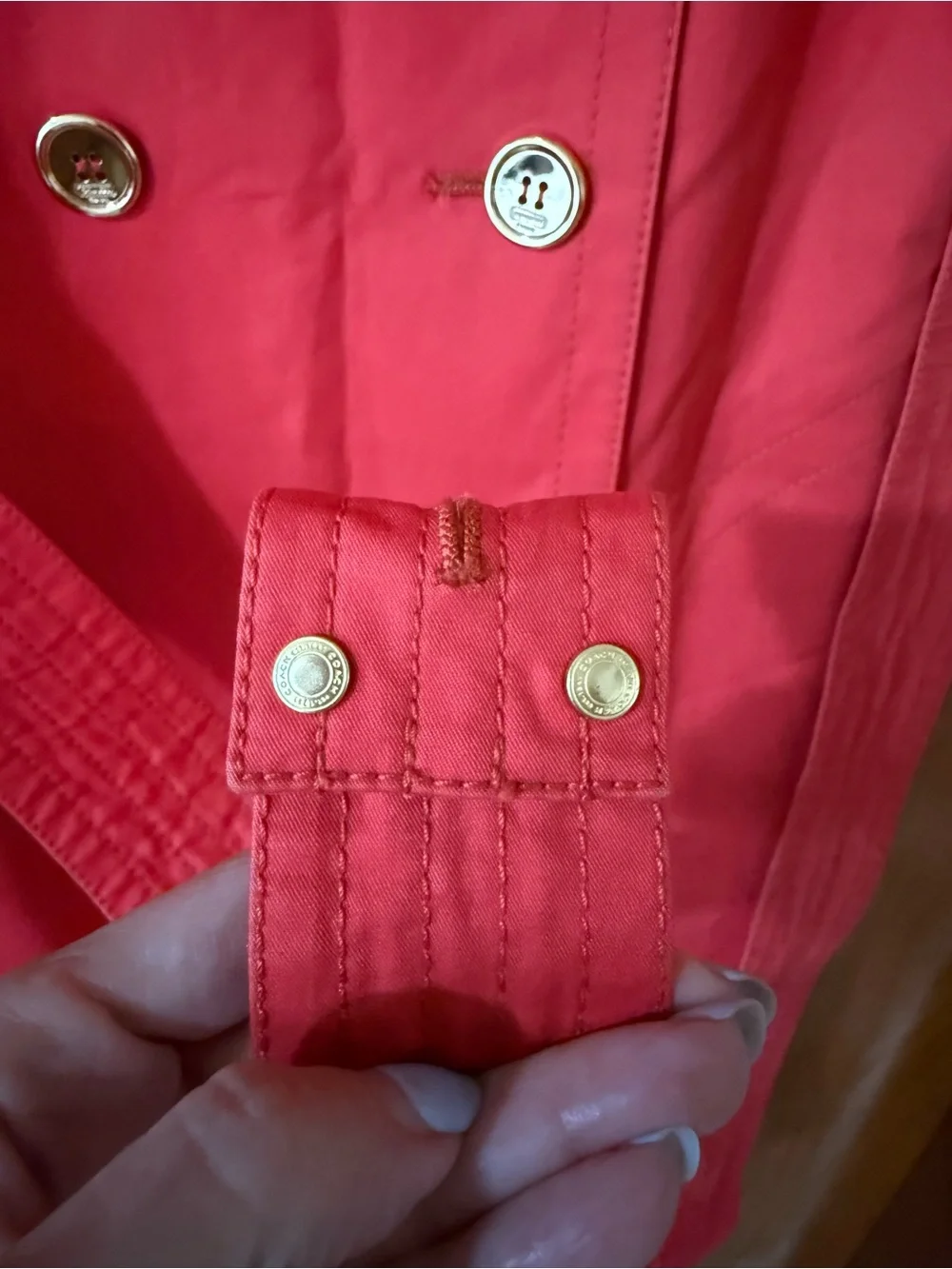 Coach Legacy/Red Double-Breasted Trench Coat with Belt